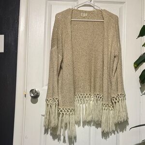 RVCA Cream Fringe Cardigan